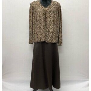 Adrianna Papell Formal 3Pc Set Handmade Bead 100% Silk Mother Of The Bride SZ 14